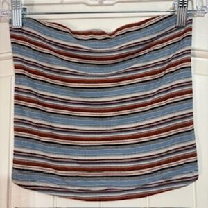 American Eagle Outfitters Striped Ribbed‎ Tube Top Women's S Blue Rust Cream